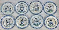 M.A. Hadley Pottery (8) Dinner Plates