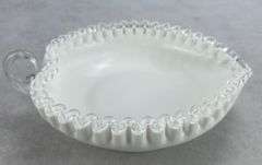 Fenton Milk Glass Silvercrest Heart Shaped Dish Nappy