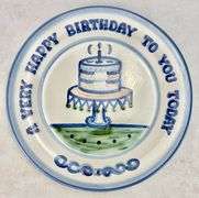 M.A. Hadley Pottery Happy Birthday Cake Plate Platter