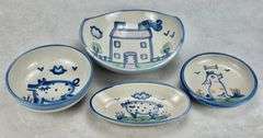 M.A. Hadley Pottery Bowls, Dog Dish, Olive/Pickle Dish