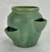 Green Pottery Strawberry/Hens & Chickens Pot