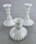 Fenton Milk Glass Silvercrest Candeholders