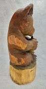 Large Solid Wood Folk Art Hand Carved Chainsaw Bear Eating Honey C. Wilson 1974