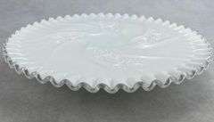 Fenton Milk Glass Silvercrest Cake Plate Stand