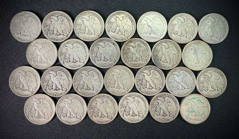 (28) Walking Liberty Silver Half Dollars 50c $14 FV