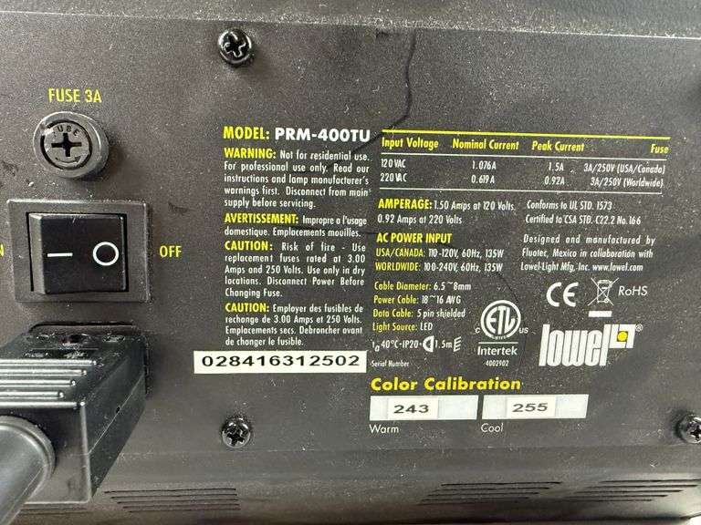 Lowel Prime LED 400 Tungsten PRM-400TU Daylight Light