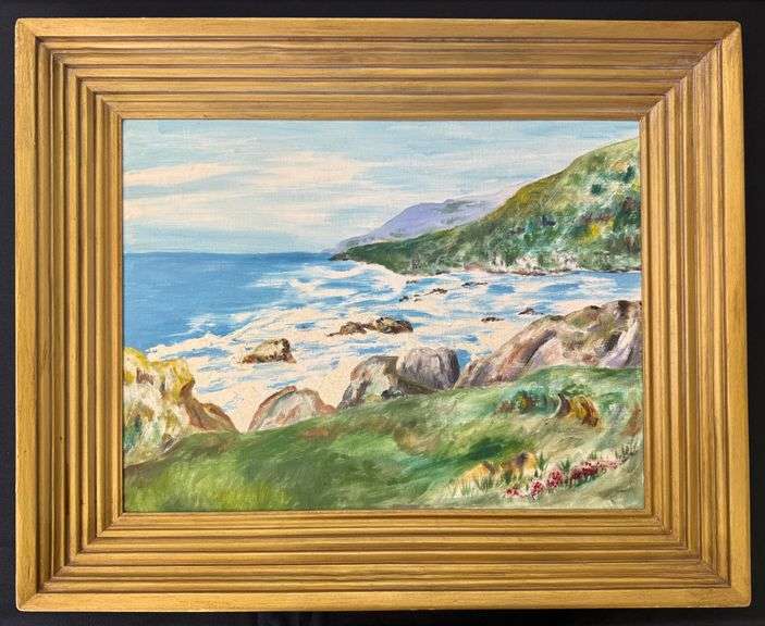 Original Seaside Oil Painting on Board Elenore Hunter