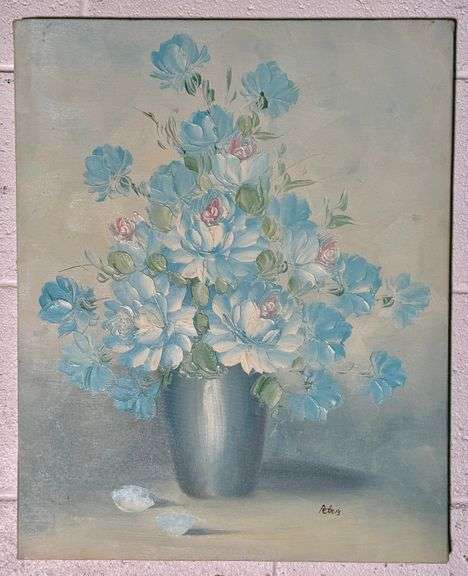 Original Floral Oil Painting on Canvas Signed Peters