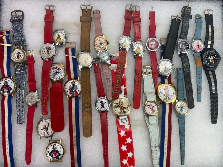 (24) Vintage Watches Disney, Political, Timex