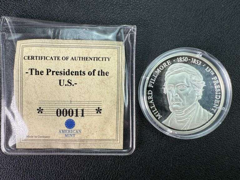 Millard Fillmore American Mint Presidents of the USA 20g Fine Silver .999