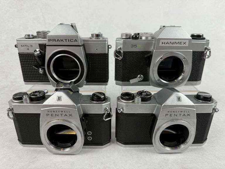 (4) Pentax, Hanimex, Praktica Camera Bodies