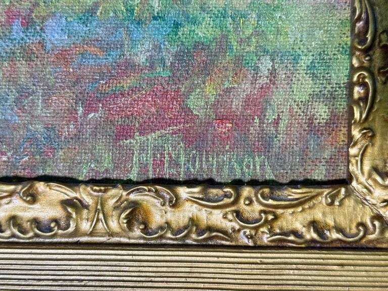 Original Covered Bridge Oil Painting on Board Signed H. Morrison