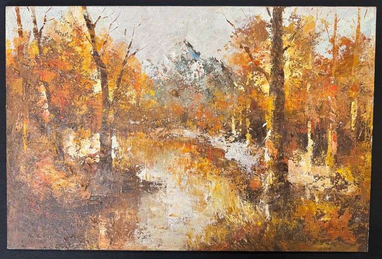 Original Autumn Forest/Mountain Oil Painting on Canvas Signed