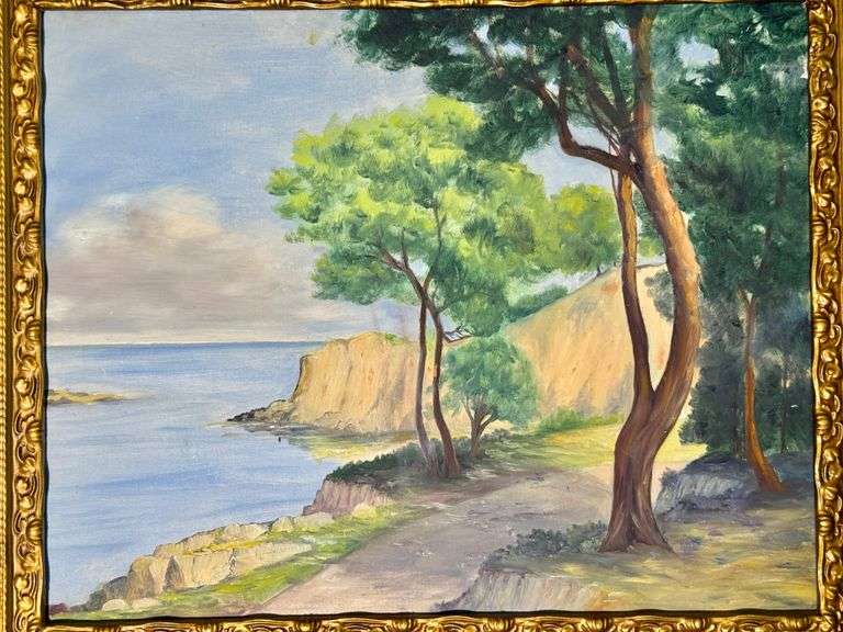 Original Seaside Oil Painting on Board Unsigned