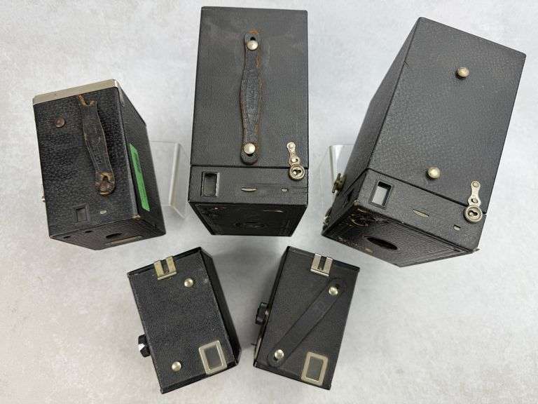 (5) Vintage Box Cameras Film Kodak Brownie Ansco
