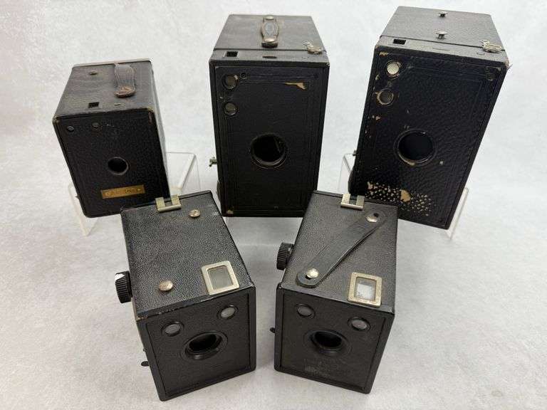 (5) Vintage Box Cameras Film Kodak Brownie Ansco