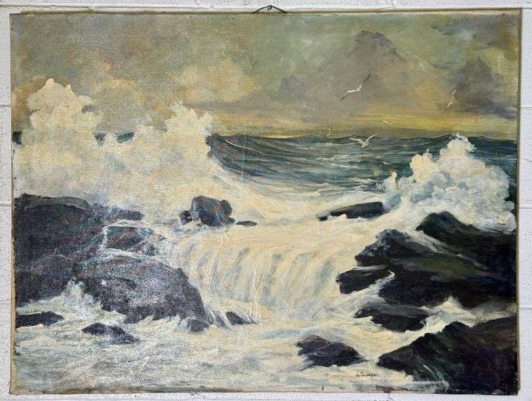 Original Seascape Oil Painting on Canvas Signed Jo Greene