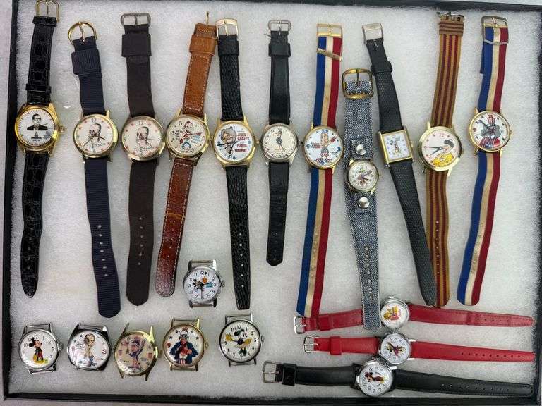 (20) Vintage Watches, Mickey, Minnie, Political