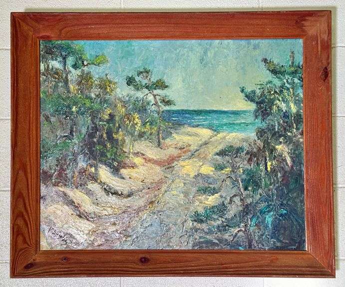 Original Seascape Oil Painting on Board Signed V. Lewis