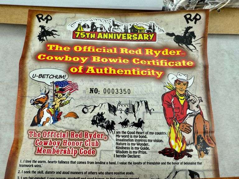 NEW Limited Edition Red Ryder 75th Anniversary Knife w/ Stand Cowboy Bowie