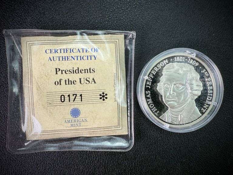 Thomas Jefferson American Mint Presidents of the USA 20g Fine Silver .999