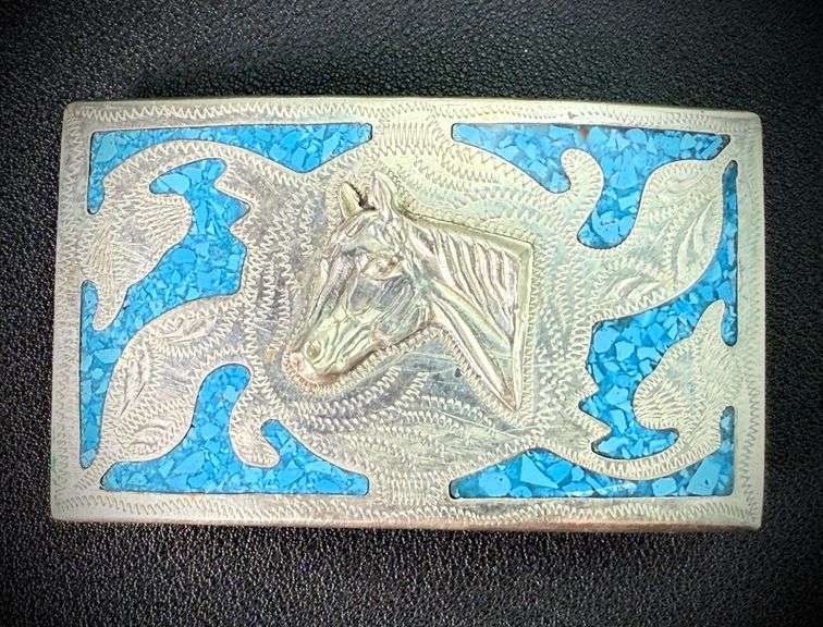 Sterling Silver Mexico Horse Belt Buckle