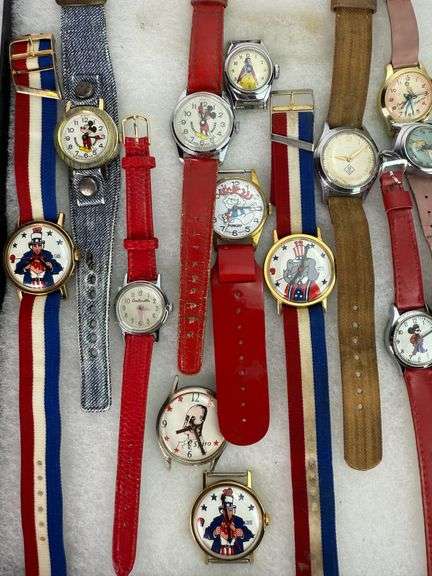 (24) Vintage Watches Disney, Political, Timex