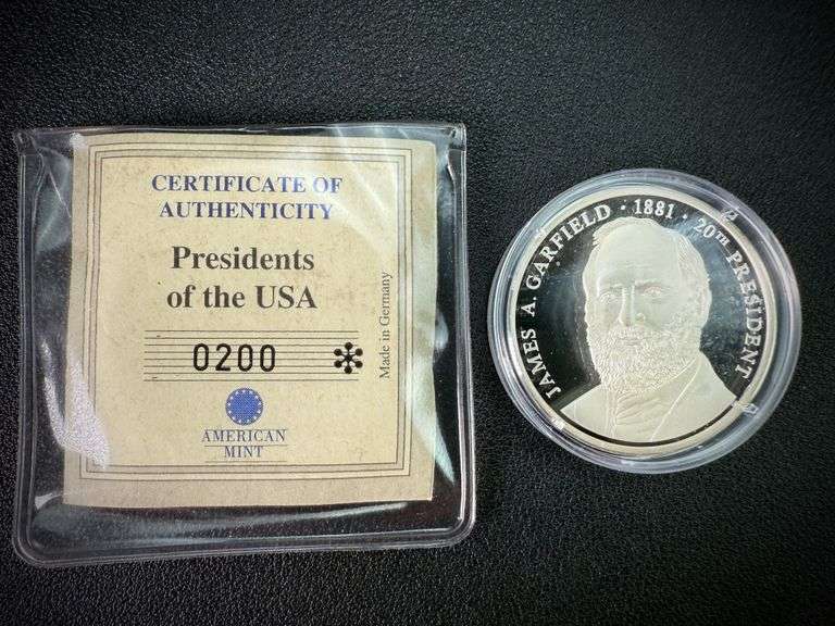 James A Garfield American Mint Presidents of the USA 20g Fine Silver .999