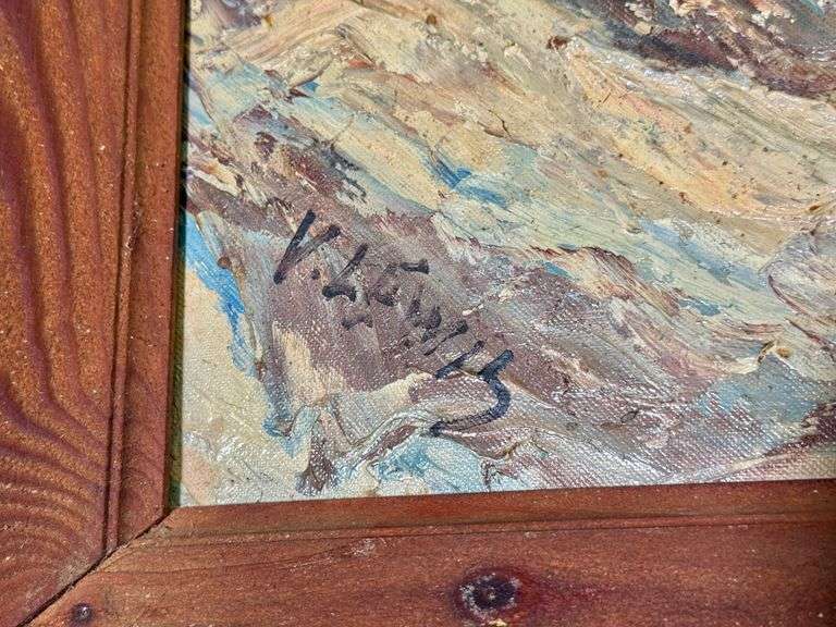 Original Seascape Oil Painting on Board Signed V. Lewis