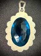 Sterling Silver Pendant w/ Blue Stone 925