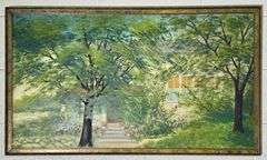 Original House/Trees Oil Painting on Board Unsigned