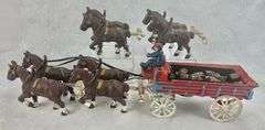 Vintage Cast Iron Beer Barrel Wagon Toy