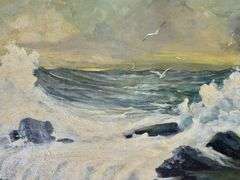 Original Seascape Oil Painting on Canvas Signed Jo Greene