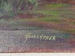 Original Desert Cactus Oil Painting on Canvas Signed Stone Cypher