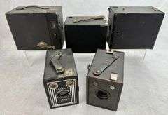 (5) Vintage Box Cameras Film Kodak Brownie 2A