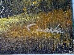 Original Mountain Scene Oil Painting on Canvas Signed