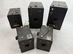 (5) Vintage Box Cameras Film Kodak Brownie Ansco