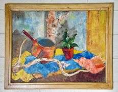 Original Plant/Shell Oil Painting on Board Unsigned