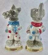 Pair 1968 Jim Beam Whiskey Political Decanters Donkey & Elephant