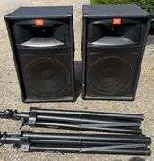 Pair JBL Model TR125 TR Series Speakers w/ Tripods