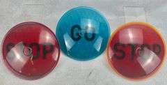 (3) GE General Electric 8.25" Traffic Signal Lens Railroad GO STOP