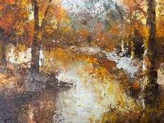 Original Autumn Forest/Mountain Oil Painting on Canvas Signed