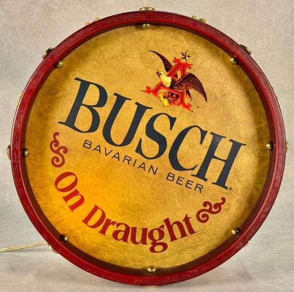 Busch Bavarian Beer On Draught Drum Light Advertising Sign