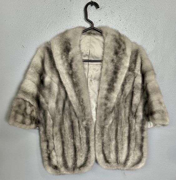 Vintage Tourmaline Emba Natural Pale Beige Gray Mutation Mink Stole Wrap Fur