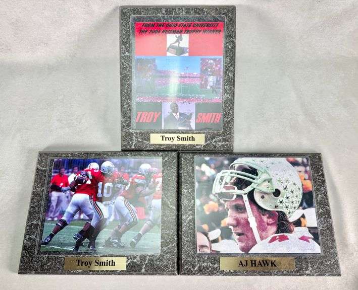 (3) OSU Ohio State Buckeyes 8x10 Photo Plaques Troy Smith AJ Hawk