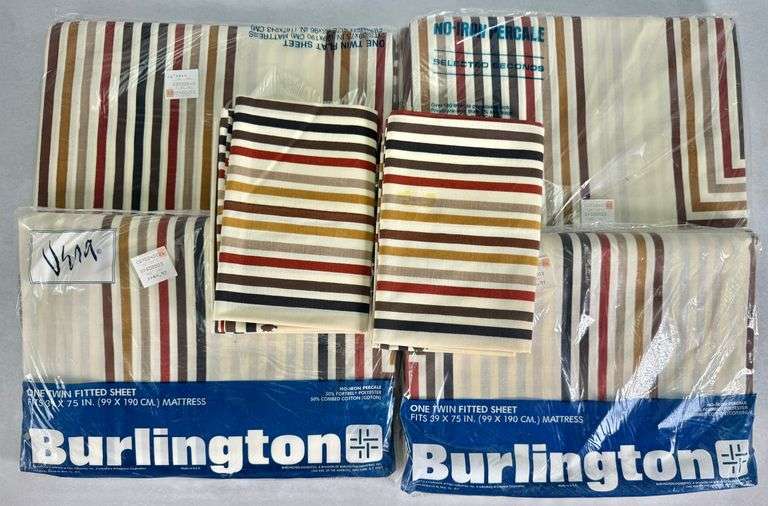 NEW Vintage Burlington Vera Twin Fitted, Flat Sheets & Pillow Cases 2 Sets