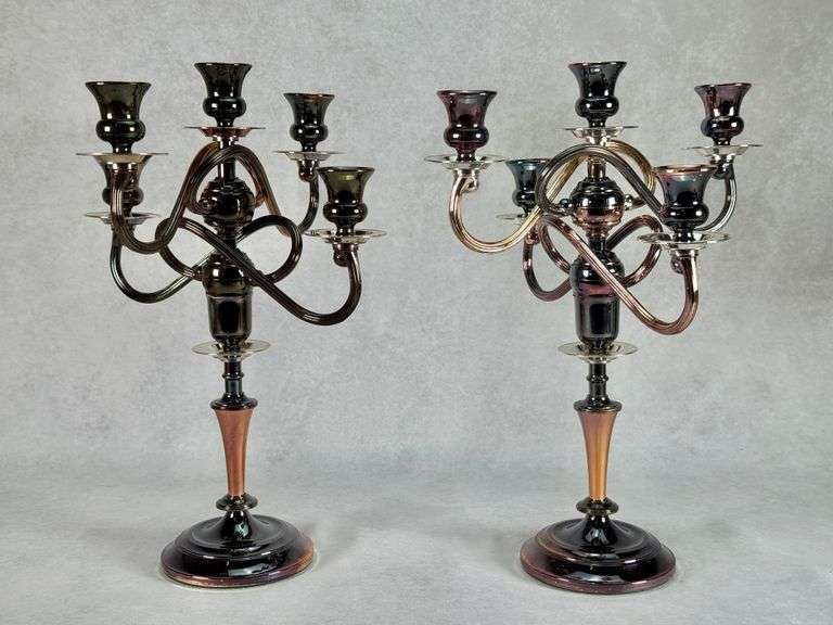 Pair Silverplate Victorian Style Candelabras Candlestick