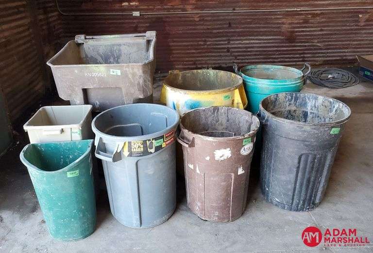 (8) Assorted Trash Barrels/Cans Adam Marshall Land & Auction, LLC
