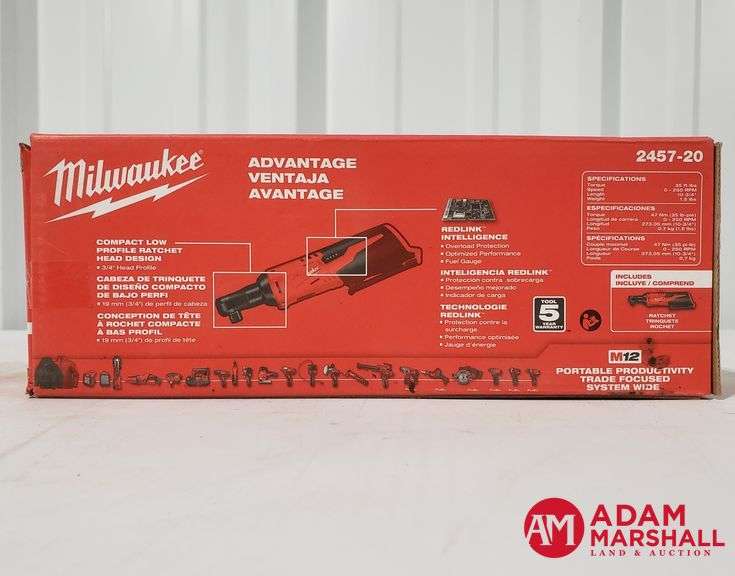 Milwaukee 2457-20 M12 3/8" Ratchet – Tool Only, New, Bare Tool, UPC 190403079717