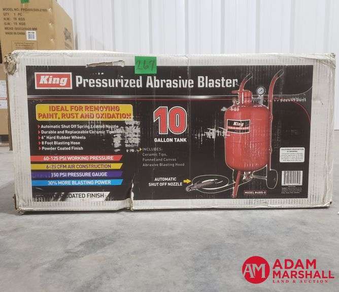 King 40050 10 gal Rolling pressurized abrasive blaster. 60125PSI